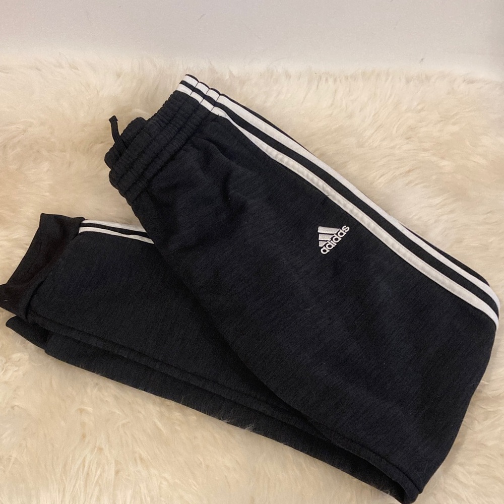 Adidas Kids Navy Joggers with White Stripes